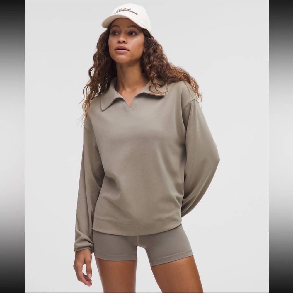 NWT lululemon Softstreme Pique Oversized LS Polo - XS - WSHG - Picture 2 of 16